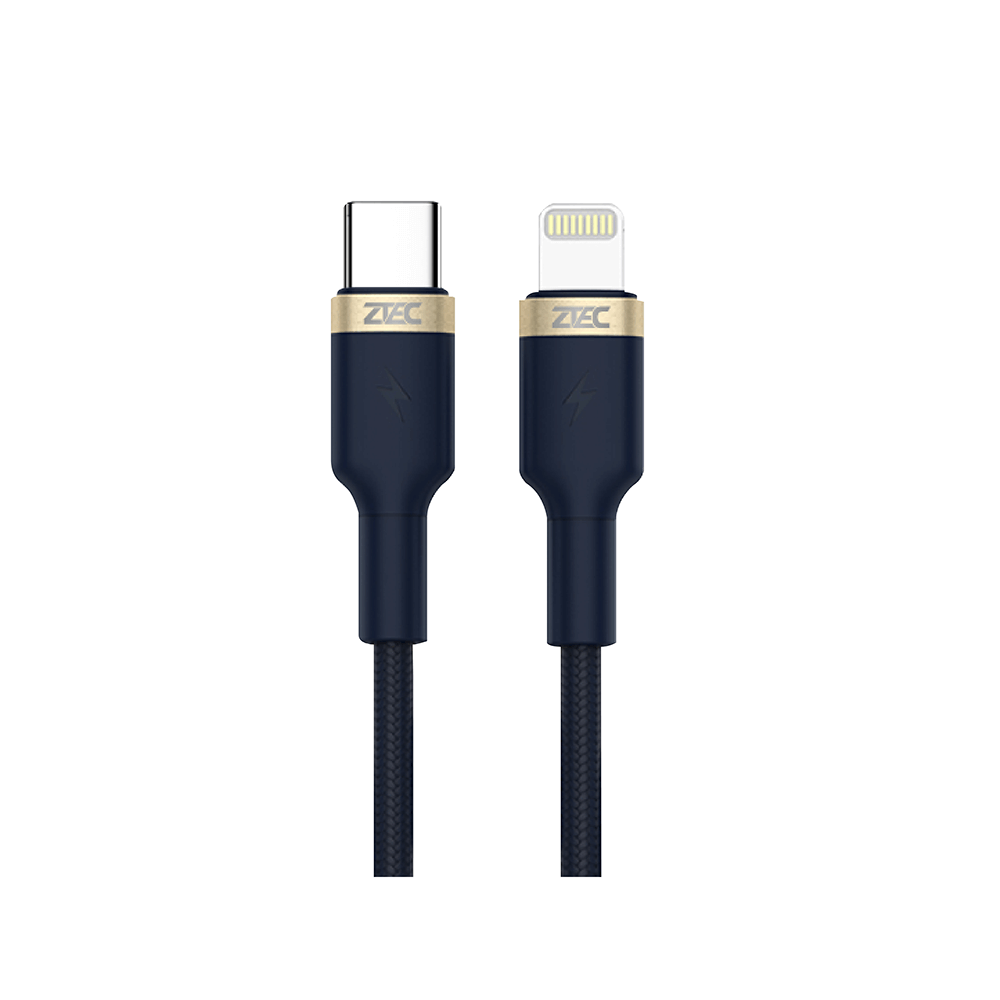 สายชาร์จเร็วไนลอนถัก ZTEC รุ่น ZL411 USB-C to Lightning  1 เมตร สีกรม (รองรับเทคโนโลยี PD)